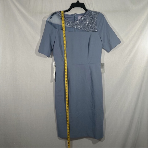NEW $248 JS Collections [ 8 ] Sequin Hayden Knee Length Dress Denim‎ Blue - Picture 8 of 13